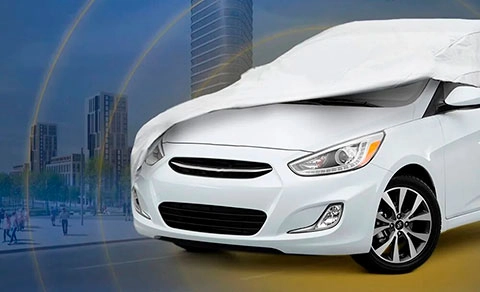White car and tent